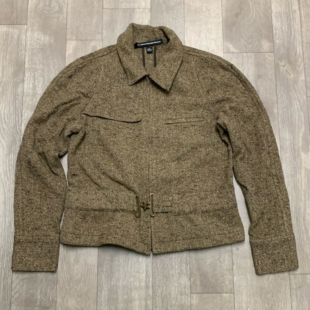 Womens Company Ellen Tracy Wool Blend‎ Tweed Full Zip Blazer Jacket